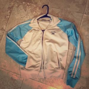 Cream and light blue jacket